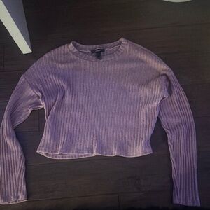 Forever 21 Purple Ribbed Crop Hoodie